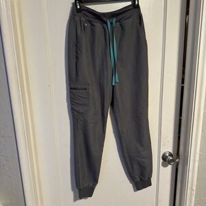 Gray Women's Jogger Pants with Teal Drawstring